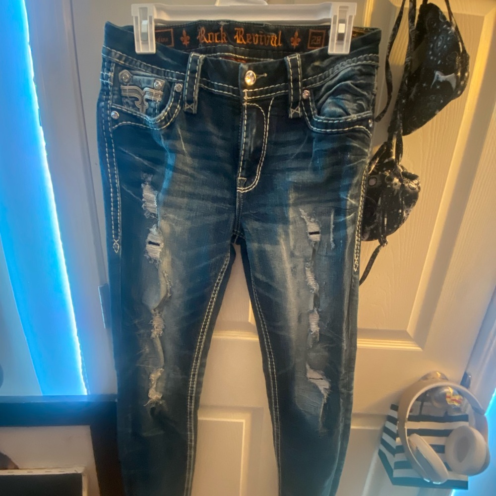 Rock Revival Women's Blue Distressed Jeans